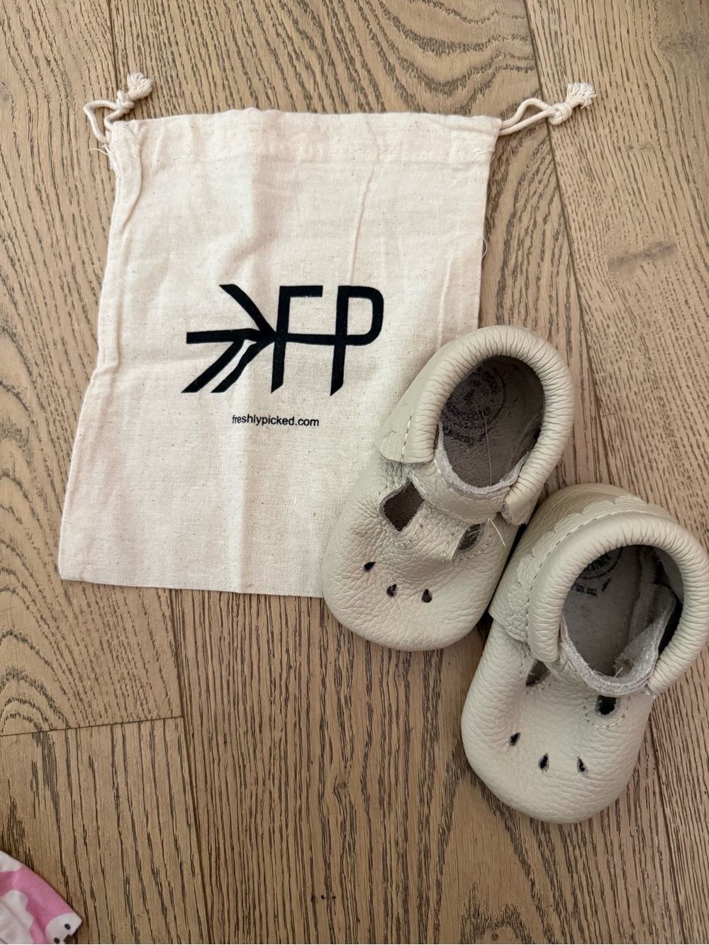 Freshly Picked Beige/Tan Leather Baby Moccasins